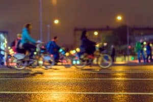 Fietsers laat op straat