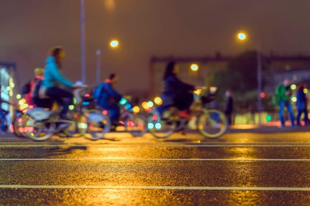 Fietsers laat op straat