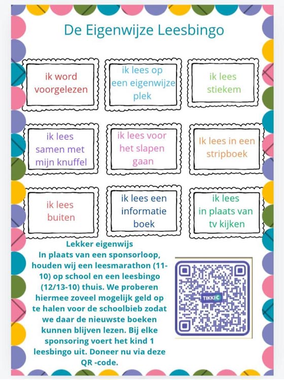 De bingokaart van de Leesbingo