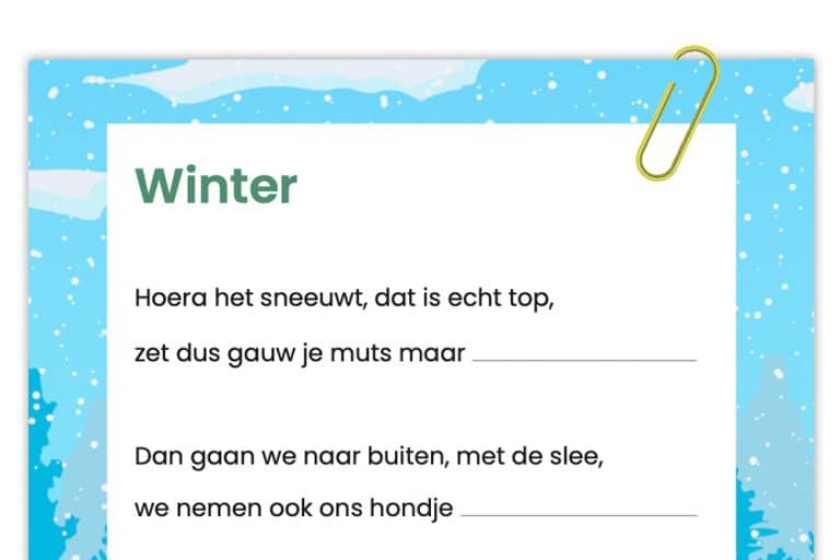 Winters gedicht om in te vullen