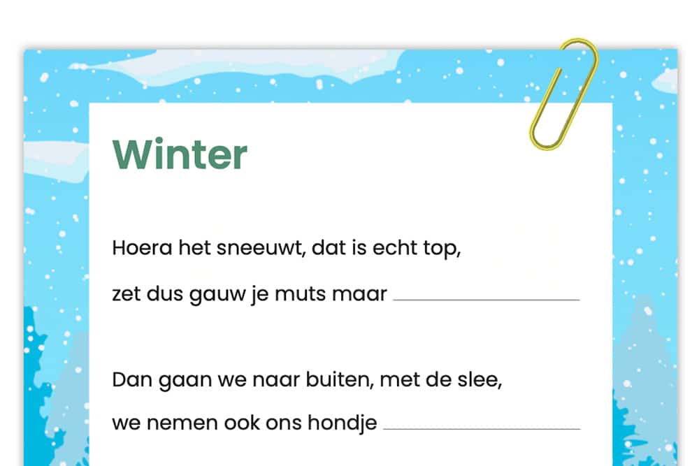 Winters gedicht om in te vullen