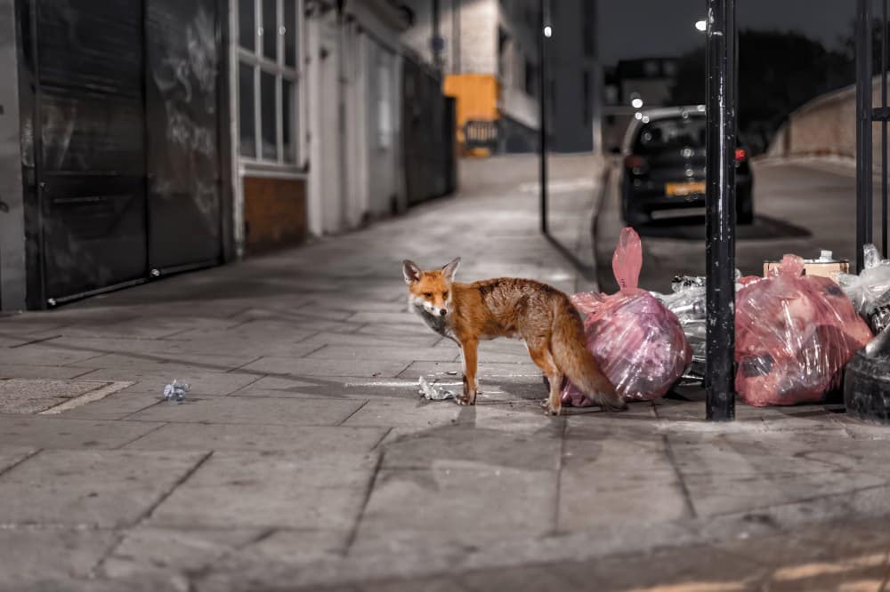 Vos in Londen op zoek naar eten